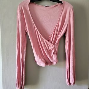 Pink long sleeve fashion nova top size S